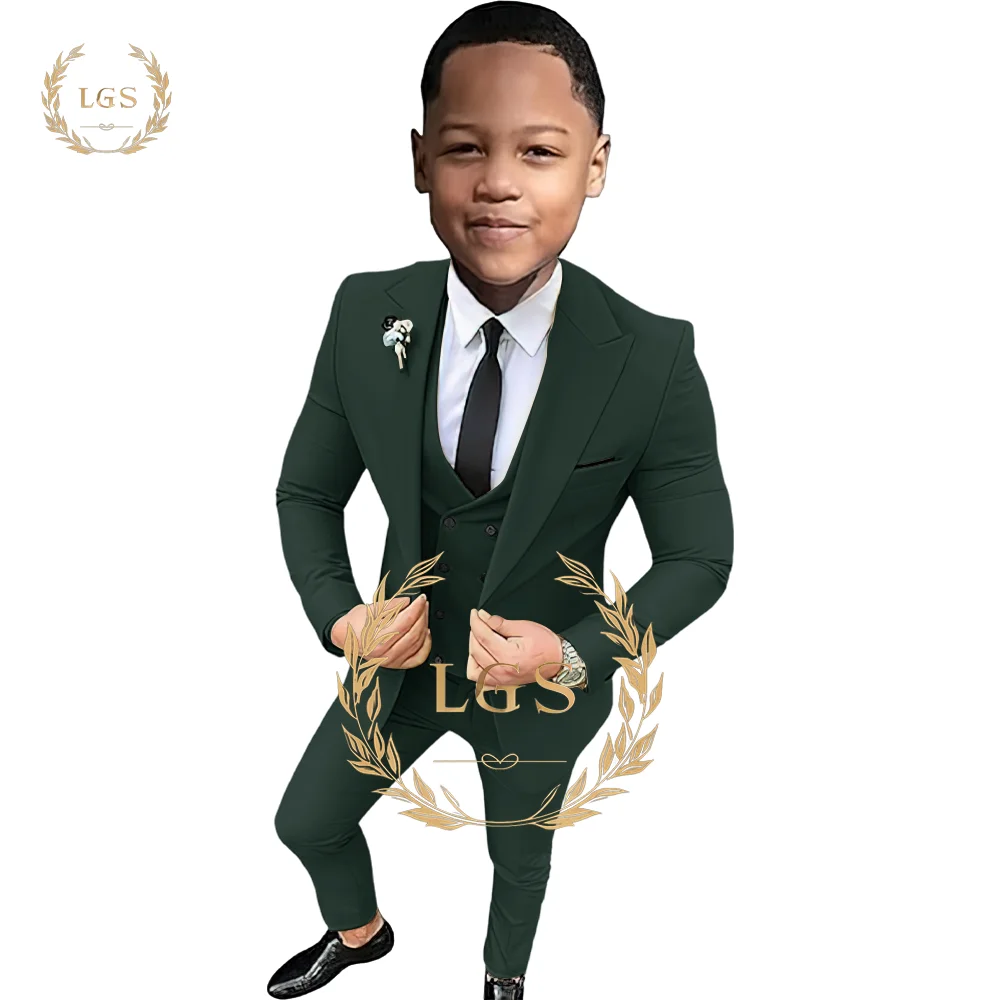 Boys' Suit Pants Vest Jacket 3-piece Slim Fit Children's Wear Wedding Tuxedo 2-16 Years Old Customized Boys' Suit Set