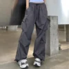 Streetwear Hip Hop Cargo Pants Women Fashion Pockets Oversize Loose Trousers New Summer Bf Korean High Waist Wide Leg Pants - Image 3