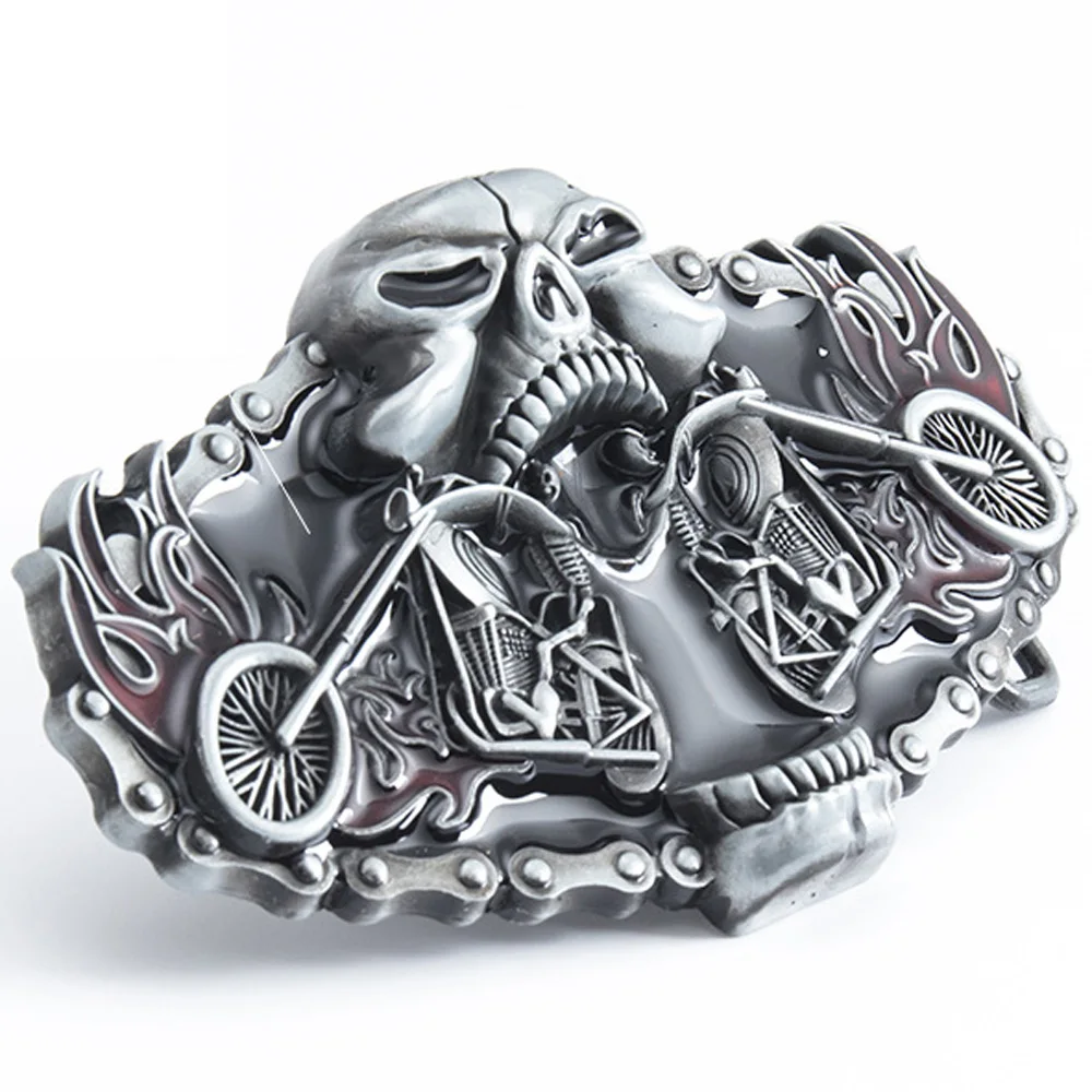 T-DISOM New Brand Design Men's Skull Gothic Punk Wing Biker Rodeo Western American Cowboys Cool Belt Buckle for Men