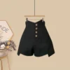 Spring/Summer Fashion Women's Set New Korean Style Style Ruffle Edge V-neck Top Waist Waist Slimming Shorts Two Piece Set - Image 5