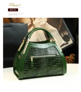 Genuine leather crocodile pattern handbag Women middle-aged female bag mother bag shoulder messenger bag multi-layer large bag - Image 4