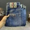 Summer thin light luxury jeans men's fashionable printed fashionable high-end Stretch Slim casual all-match cropped pants - Image 4