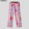 INCERUN 2024 Korean Style Pantalons Men's Fashion Loose Floral Print Design Trousers Casual Streetwear Wide Leg Long Pants S-5XL - Image 6