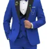 Royal blue Men Suits Slim Fit 3 Piece Double Breasted Suit Men Wedding Prom Party Business(Blazer Vest Pants)