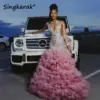 Sexy Mermaid Prom Dress 2024 Luxury Glitter Crystal Rhinestone Tiered Ruffle Wedding Party Dress Formal Birthday Gowns Robe