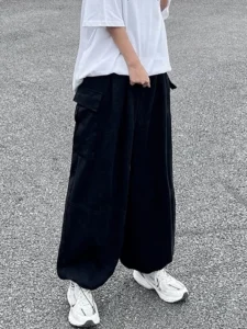 HOUZHOU Harajuku Streetwear Khaki Cargo Pants Women Oversize Pockets Hip Hop Black Wide Leg Trousers For Female Korean Fashion - Image 4