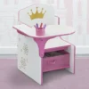 Y Children's Princess Crown Chair Desk with Storage Box, Children's Tables and Chairs Set Study Table for Kids - Image 3