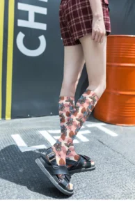 Ladies Silk Calf Socks Japanese Korean Style Velvet Flower Print Casual Stockings Comfortable Sweet Girls Happy Sexy Long Socks - Image 4