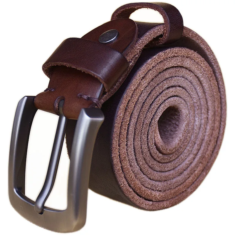 Maikun Genuine Leather Men's Vintage Casual Belt Alloy Pin Buckle Large Size Handmade Belt