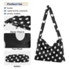 Women Plush Underarm Bags Mini Black and white dot Zipper Plush Pattern Shoulder Bags For Lady Simple Portable Daily Handbags - Image 5