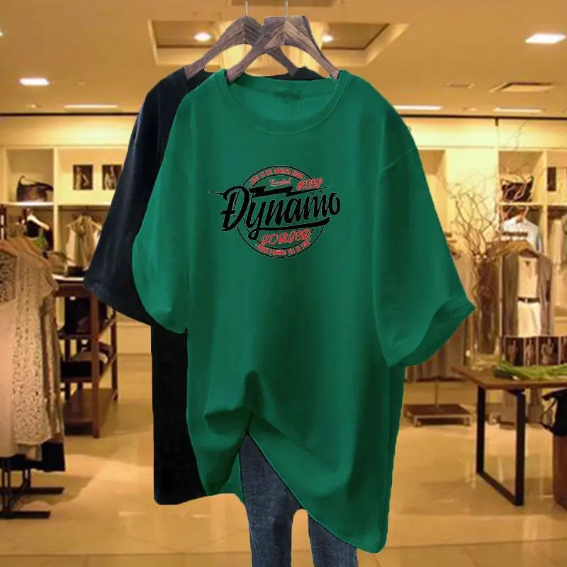 Letter Short Sleeve T-shirt Summer Basic Cotton Casual Printed Pullovers Female Loose All-match Vintage Tops XXJ-29