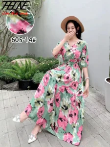 Dresses for Women Robe Indian Korean Bohemian Floral Cotton Beach Chinese Style Casual Vintage Dress V-Neck Vestidos De Mujer - Image 5