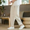 6 Colors! 2023 New Men's Casual Pants Versatile Cotton Hemp Loose Linen Pants Korean Style Trendy Pants Straight Sleeve Joggers - Image 4