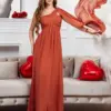 Elegant Evening Dresses Long One-Shoulder Ruched Side Draped 2024 Ever Pretty of Chiffon A-LINE Burnt Orange Bridesmaid Dress