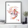 Modern Koi Fish Chinese Carp Fish Watercolor Canvas Print Painting Poster Wall Art Picture for Living Room Bedroom Frameless
