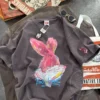 2023 Spring New Korean Cartoon Rabbit Painting Leisure Half Sleeve Round Neck Pullover Cotton Short Sleeve T-shirt Female - Image 5