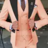 Gwenhwyfar 2023 Hot Sale Single Breasted Groommen Peach/Lavender Groom Tuxedo Black Peak Lapel Men Suits Wedding Best Man Blazer