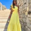 Elegant Women's Evening Dress One Shoulder Women Clothing Hollowed Out Maxi Prom Gowns Fashion Sleeveless Party Dresses
