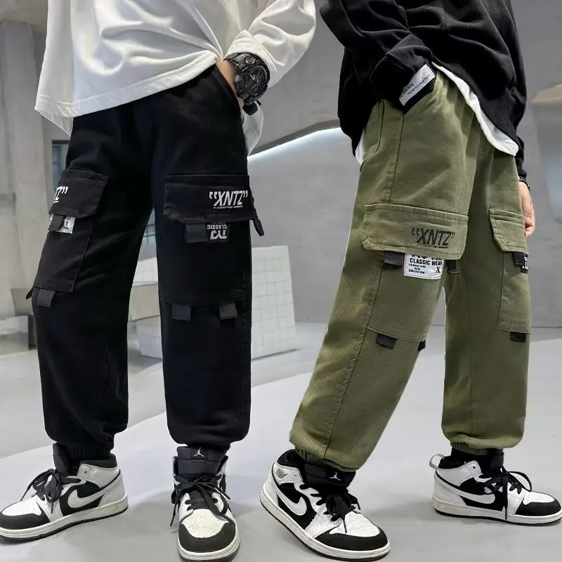 Boys Cargo Pants Spring Autumn Trousers Casual Kids Sport Pants Teenage Children Clothes for 5 6 7 8 9 10 11 12 Years Old