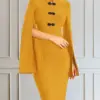 Elegant Stand Collar Long Sleeve Party Sundress ZANZEA Fashion Women Cloak Cape Dress Casual Bodycon OL Work Vestido Robe Femme