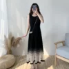 2024 Women Elegant Luxury Dress Korean Fashion Spring Summer Knitted Prom Black Plus Size Slim Mesh Women's Japanese Long Dresse - Image 6