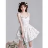 French Sweet Kawaii Lace Small Floral Mini Dress 2023 Korean Fashion Elegant Fairy Dress Women Summer Sexy Beach Party Dresses - Image 2