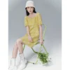 Toyouth Women Dress 2022 Summer Puff Short Sleeves Square Neck A Line Yellow Floral Print Elegant Vintage Dresses - Image 4