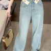 Street Letter Jeans Women Loose Harajuku Blue Female Denim Pants 2023 Spring Summer High Waist Straight Wide Leg Lady Trousers