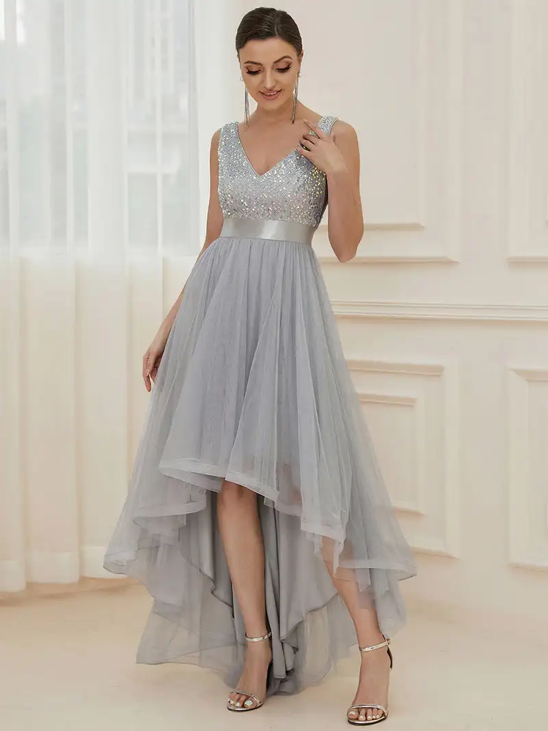 Elegant Evening Dresses Long Asymmetrical V-Neck Sleeveless Ankle-Length Backless 2024 ever pretty of Simple Prom Women Dress