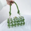 Transparent Acrylic Box Evening Clutch Bags Women New Boutique Woven Knotted Rope Rhinestone Handbags Wedding Party Prom Bag - Image 3