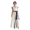 2024 Summer Korean Version New Temperament Fashion V-neck Sleeveless Top Wide Leg Color Matching Two Piece Women's Pants Set - Image 6