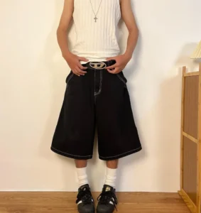 Harajuku high streetwear men shorts skateboard pants pattern embroidery couples hiphop 2024 y2k denim shorts for men sweatpants - Image 2