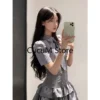 2024 Summer Fake Two Piece Striped Shirt Dress Woman Korean Fashion Y2k Mini Dress Party Outwear Short Sleeve Cake Dress Chic - Image 2