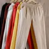Women Cotton Cropped Pants Casual Summer Loose Elastic Waist Elegant Korean Fashion Baggy Solide Vintage Trousers Streetwear