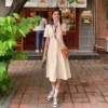 2024 Spring/Summer New Korean Edition Academy Style Polo Neck Short Sleeve Contrast Color Waist Slimming Dress Trend - Image 6