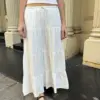 Sweet Folds Maxi Skirt Woman A-line Drawstring High Waist Long Skirts Summer School Style Y2k Streetwear Classic Cotton Faldas