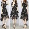 Women floral Chiffon Flower Dress 2024 trends new in Ladies Elegant V Neck short Sleeve korean style Summer Dress Female Clothes - Image 3