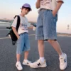 Boys Summer Shorts New Casual Solid Color Cotton Thin Denim Fabric Children Short Jeans Clothing for Kids 4 5 7 9 11 13 14 Years - Image 4