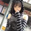 Japanese Striped Patchwork Hoodie for Women Gothic Retro Cat Print Hollow Slimming Pullover Harajuku Style Dark Punk Top