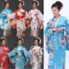 Vintage Japanese Geisha Kimono Yukata Haori Costume Retro Women Dress Obi Cosplay Gown Geisha Dress Retro Robe Japanese Kimono
