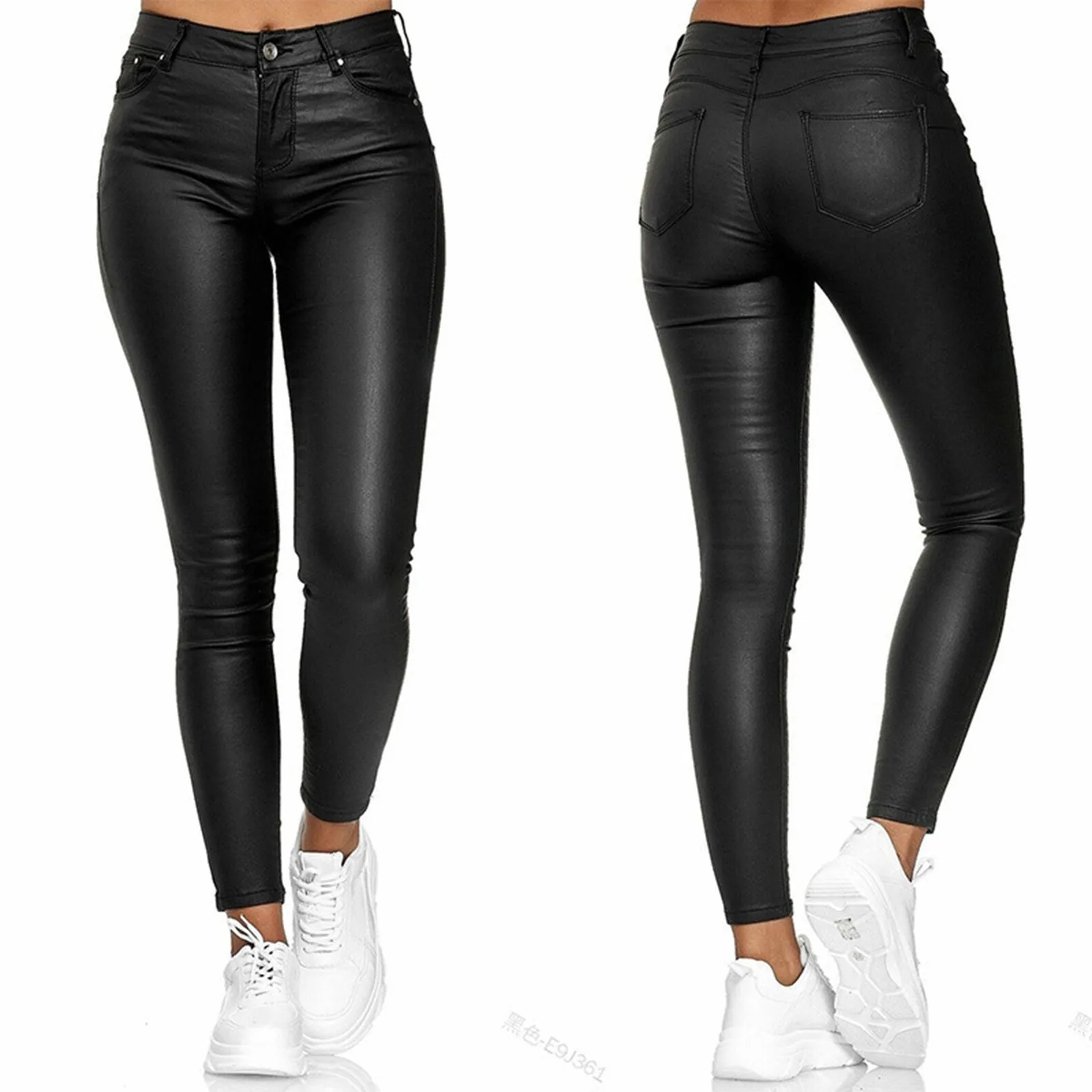 Autumn High Waist Pants For Women 2024 Elegant Casual Button Solid Pu Leather Leggings Fashion Versatile Y2k Pencil Trousers