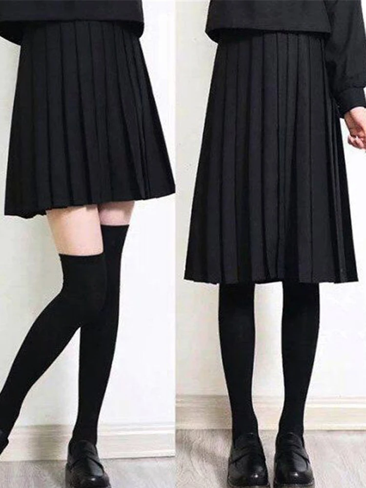 2023 Pleated Skirts Women S-5XL Vintage Teenage Girls basic Leisure Korean All-match Autumn High Waist Female College Skirts
