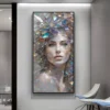 3d Visual Effect Fashion Woman Magazine Poster Print Fantasy Glass Cracked Woman Portrait Canvas Painting Living Room Home Decor - Image 2