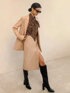 2022 Autumn Winter Women Sexy Midi Leather Skirts Solid Black High Waist Office Pencil Slit Skirt For Women - Image 5