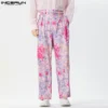 INCERUN 2024 Korean Style Pantalons Men's Fashion Loose Floral Print Design Trousers Casual Streetwear Wide Leg Long Pants S-5XL - Image 2