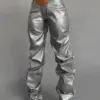 Weird Puss V-Shaped Low Waist Y2K Pants Women 2021 Fashion Stacked Faux Leather Trousers Casual Wild Hot Street Skinny Bottoms