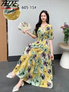 Dresses for Women Robe Indian Korean Bohemian Floral Cotton Beach Chinese Style Casual Vintage Dress V-Neck Vestidos De Mujer - Image 3