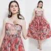 French Style Temperament Mesh Slim Fit Fishbone Waist-Tight Camisole Tube Top Large Swing Dress - Image 2