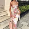 Suninheart Summer Spaghetti Strap Floral Print Party Dresses Elegant Maxi Bodycon Wedding Guest Holiday Dress New In Dress 2023
