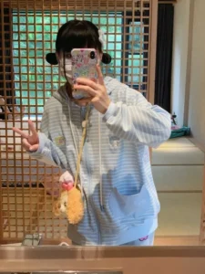HOUZHOU Y2k Harajuku Kawaii Striped Hoodie Women Korean Fashion Cat Embroidery Zip Up Oversized Sweatshirt Preppy Autumn 2023 - Image 4